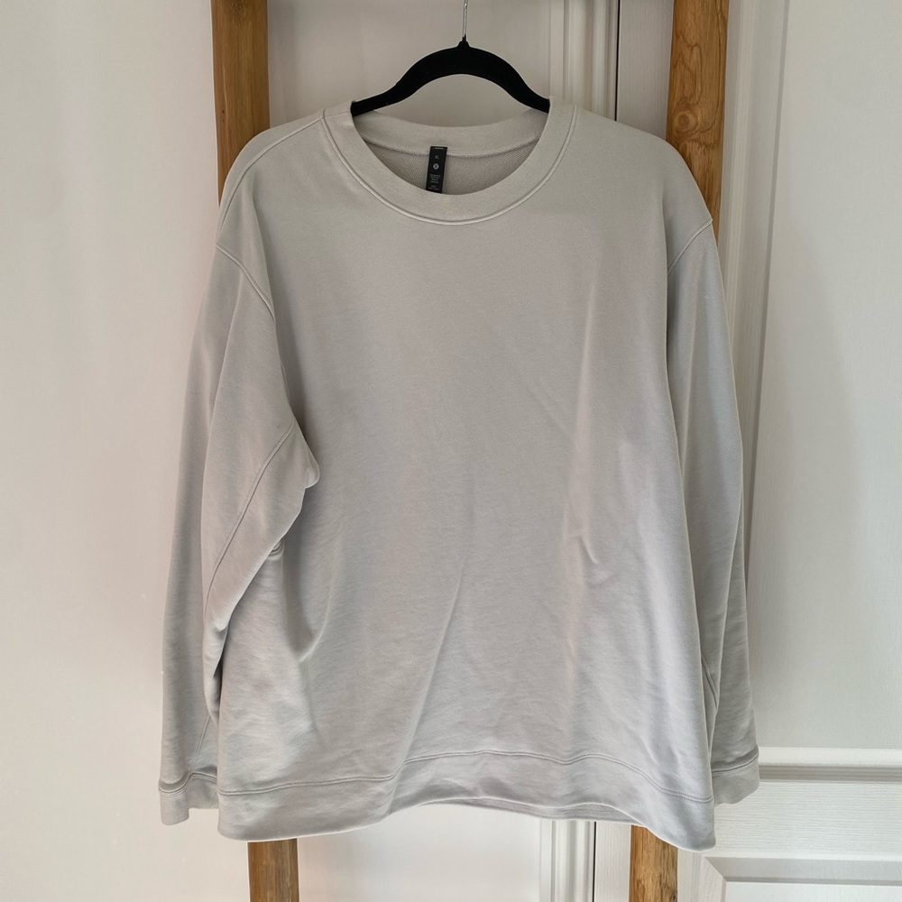 Lululemon French Terry Oversized Long Sleeve Crew Sweater in Seal Grey Sz XL